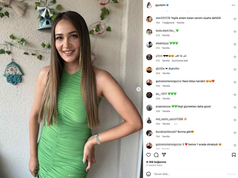 gulsim ali nin yesil baklava paylasimi sosyal medyada gundem oldu